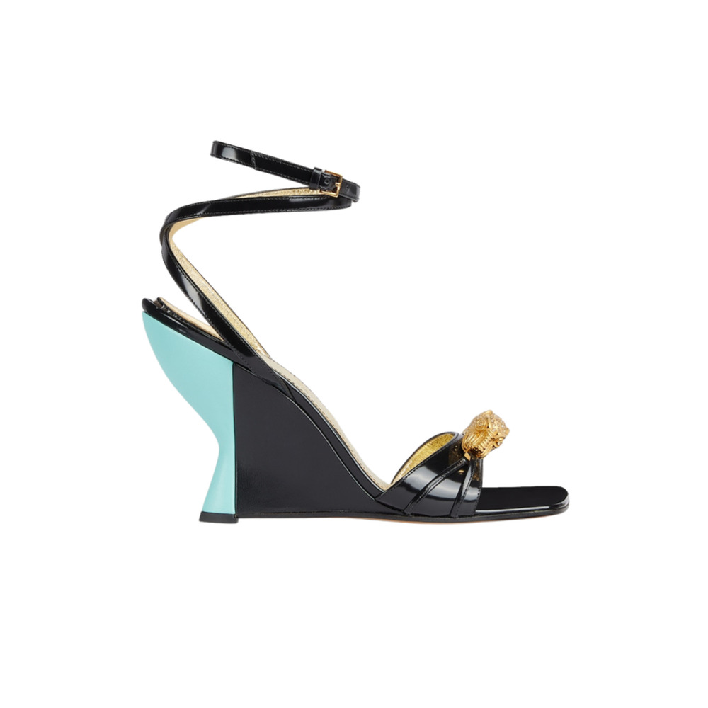 Gucci - Two-Toned Embellished Wedge Sandals - IT 37.5 - Picture 1 of 6